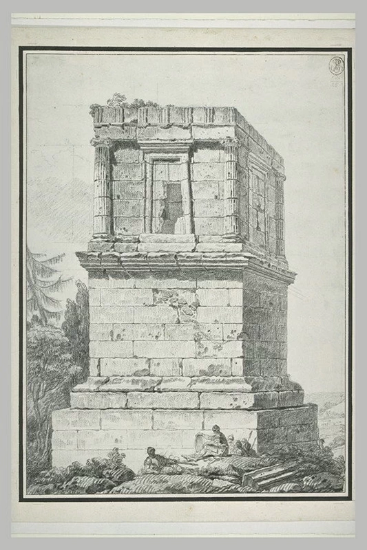Vue du monument dit Tombeau de Théron à Agrigente - Louvre, Parigi